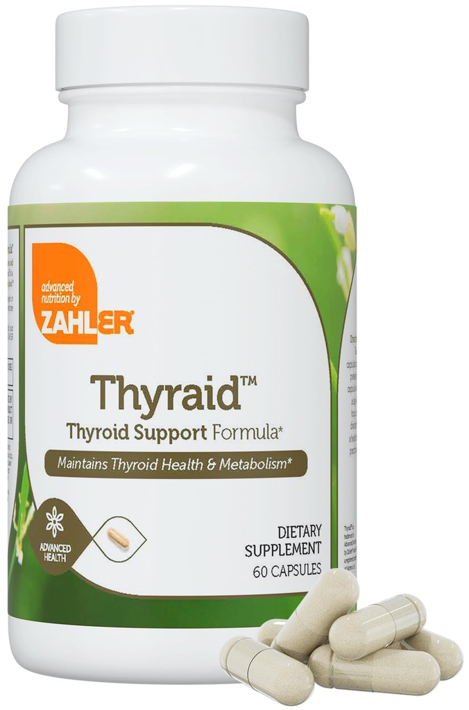 Zahler Thyraid - Thyroid Support Complex with Iodine, Zinc, L-Tyrosine, Ashwagandha, Forskholii - Pure Thyroid Support for Women and Men - Kosher Gluten Free Non-GMO Thyroid Supplement (60 Capsules)