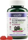 NatureWise Sambucus Elderberry Gummies - Immune Support Supplement for Kids Ages 4+ " Adults with Vitamin C, D3, Zinc - Elderberries Equivalente a 3520mg - Vegan, Non-GMO - 60 Cuenta[30-Day Supply]