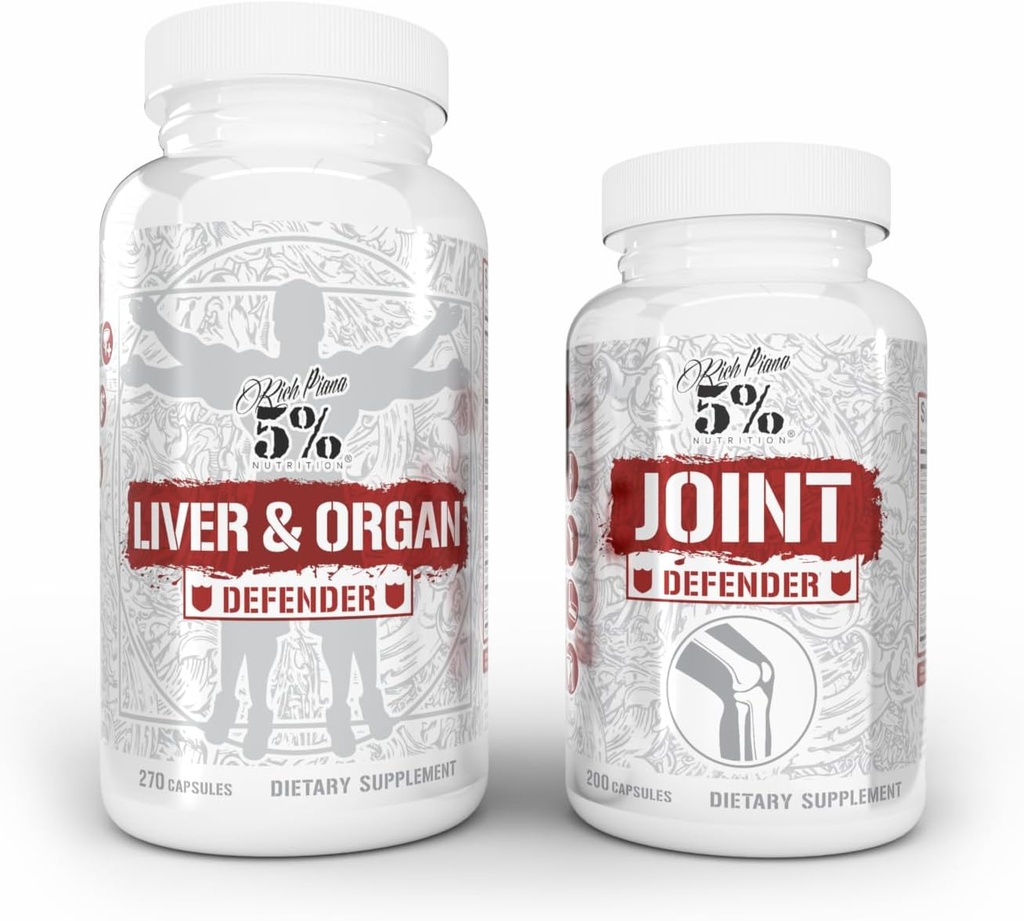 5% Nutrition 2-Stack | Liver & Organ Defender with NAC + Joint Defender | Liver, Kidney, & Heart Support + Collagen, Glucosamine, Chondroitin, MSM, Hyaluronic Acid, Turmeric Curcumin w/Bioperine