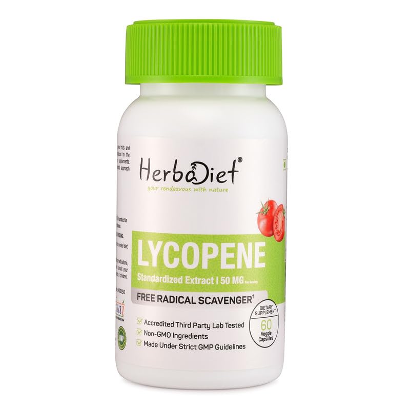 Licopene 50mg Capsules - Natural Prostate Health Support Suplementos for Hombre - Immune Support, Antioxidant, Vision Support, Heart Health, Eye Health - Pure Tomato Extract (120 cápsulas)