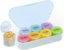 NatureTouch Organizador semanal de píldoras, organizador de medicamentos gratuitos BPA Rainbow 9 Day Pill Box, contenedor diario de píldoras portátiles para píldoras/Vitamin/Fish Oil/Supplements [última versión],Blue