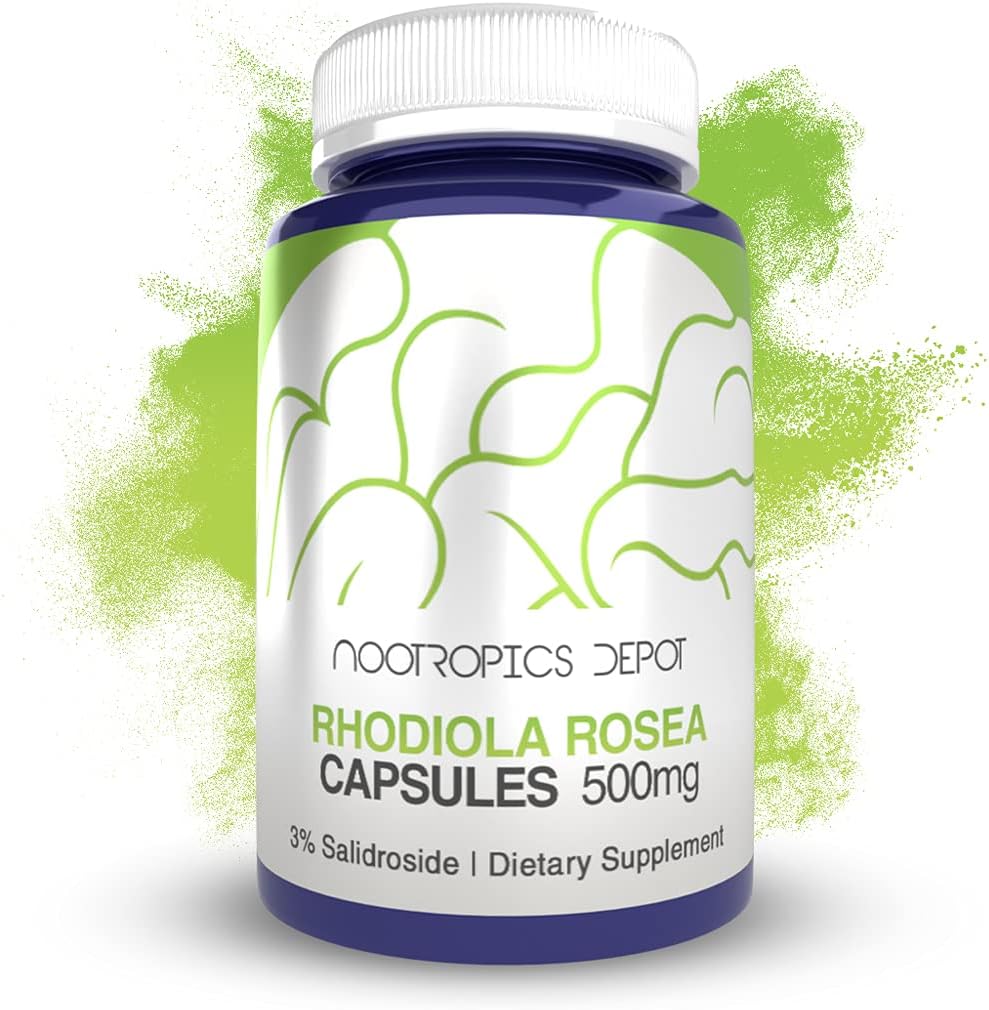 Rhodiola Rosea Capsules Silencio 500mg Silencio 3% Salidroside tención 120 Conde Silencio Adaptogen Herb Silencioso Ayurvedic Suplemento Silencio Apoyos Saludos Niveles de estrés latitud permanente promueve la salud cerebral