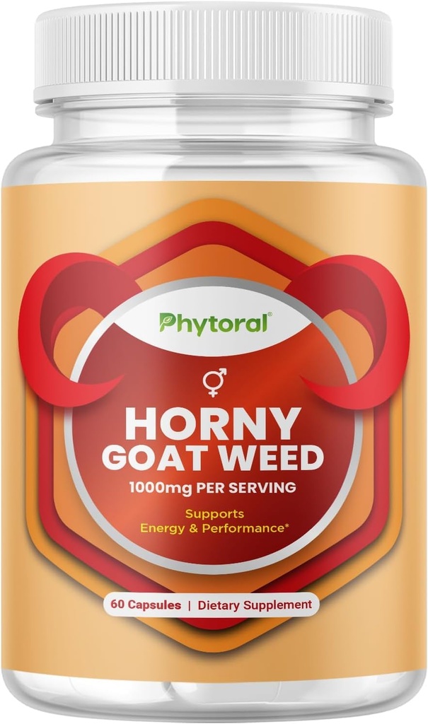 Pure Horny Goat Weed Extract with Maca Powder – Immune Support – Ayuda a aumentar la unidad y la resistencia – Booster para hombres y mujeres Tongkat Ali Plus L-Arginine Aumenta la energía – 60 cápsulas