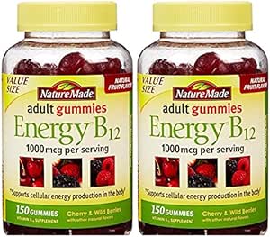 Nature Made Energy B12 Adult Gummies 1000 mcg por Serving 150 Ct (Pack of 2)