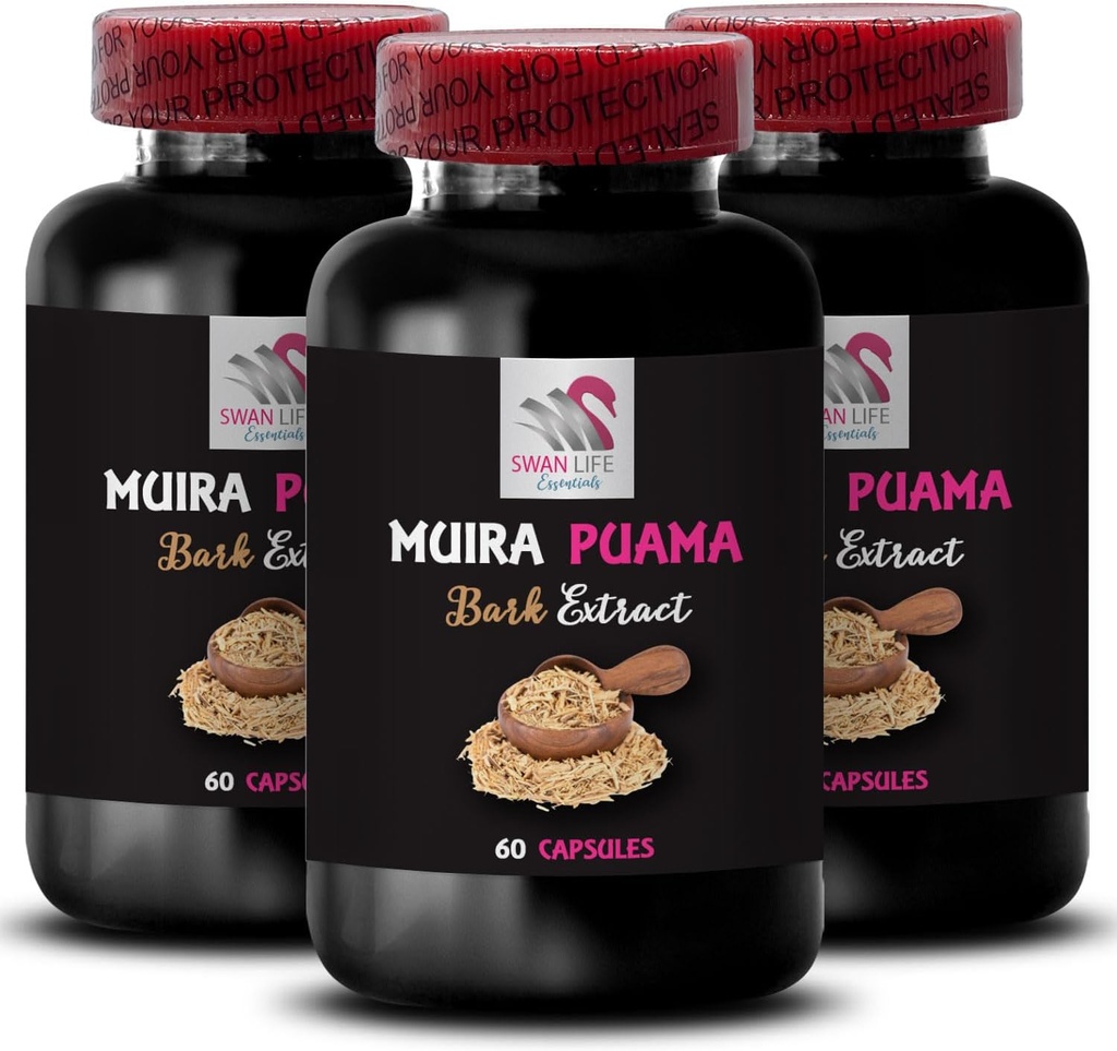 Herbal Drive Activation - MUIRA PUAMA BARK EXTRACT - Vitality diaria, Fuente botánica, Performance Boost, Energizing Routine, Plant-Based Energy, Focus Lift, Adventure Ready 3 Bottles 180 Capsules