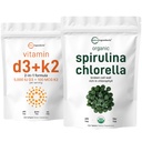 Micro Ingredientes Clorella orgánica Spirulina 3000mg Tablets &amp; Vitamin D3 5000iu + K2 100mcg Bundle 2 Pack ← Muro de células, rico en proteína vegana " clorophyll " imper Essential Sunshine Vitamins