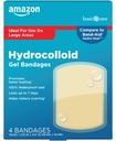 Cuidado básico Advanced Fast Healing Hydrocolloid Gel Bandages, Vestido de gran herida, 4 ct