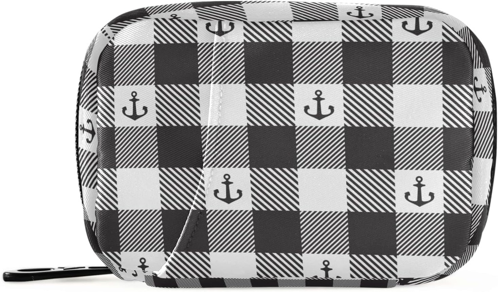 Caja de alquiler blanco y negro caja de alquiler de 7 días caja de almohadillas de viaje bolsa de organizador con cremallera portátil caja semanal tamaño compacto para el sujetador de suplemento de vitamina