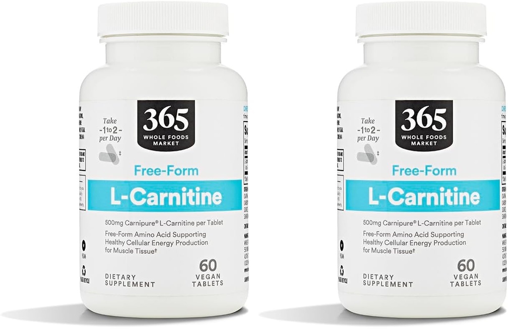 Mercado completo de alimentos, L Carnitina 500mg, 60 ct (Pack de 2)