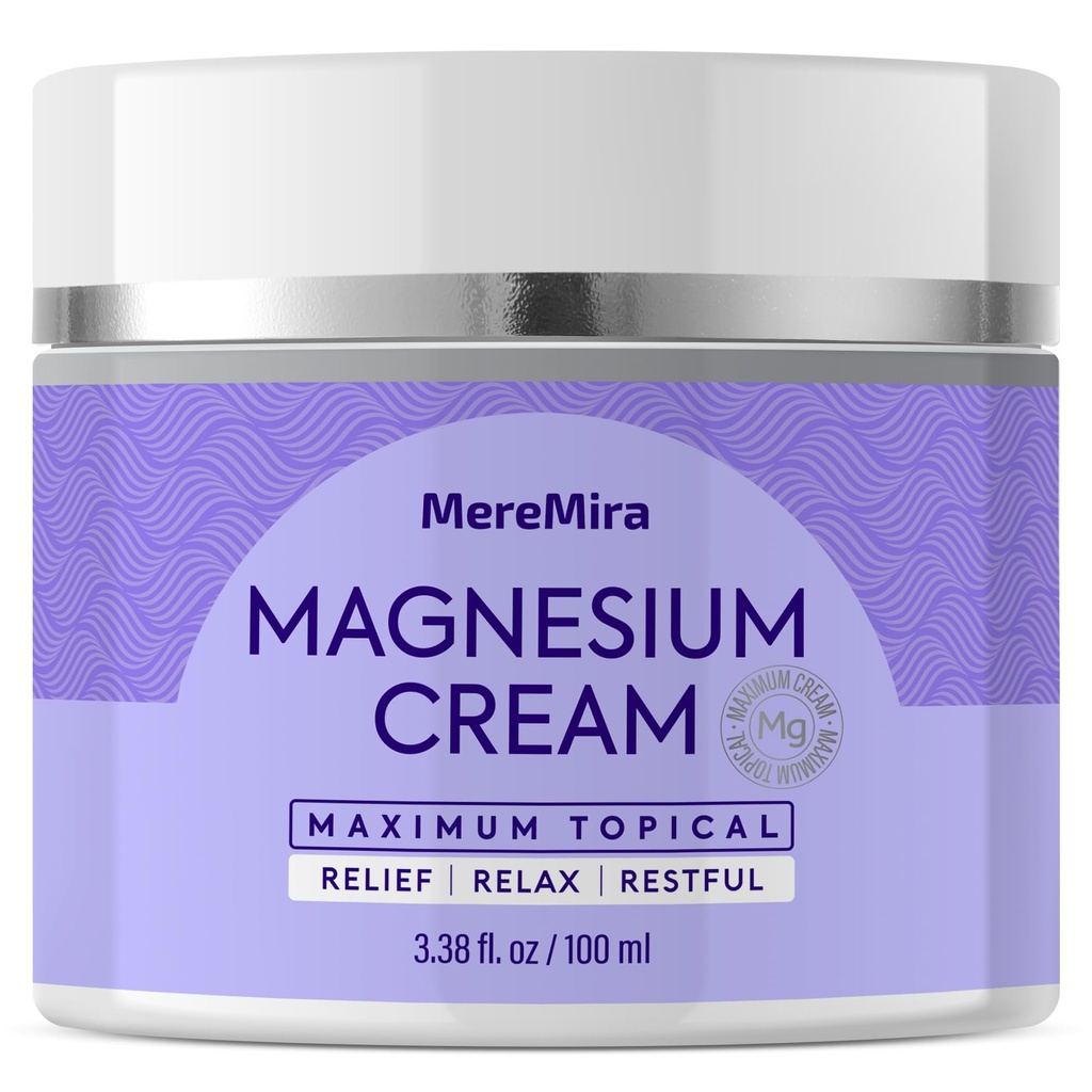 Magnesium Cream for Sleep & Muscle Relief: Topical Night Calming & Deep Relaxation Lotion - Restless Cramps Leg & Joint Care Lotion - Lavender 3.38 Fl. Oz.