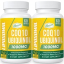 1000mg Liposomal CoQ10 Softgels ← Mejor Absorción CoQ10 Ubiquinol Suplemento  Función del corazón " Energía Producción de energía ← Forma activa antioxidante de la coenzima Vegan Q10 ← Non-GMO TEN 120 Softgels