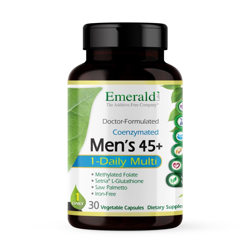 EMERALD LABS Hombre 45+ 1-Daily Multi - Hecho con Saw Palmetto, Lycopene &amp; Más para Heart, Bone &amp; Immune Support* - Gluten-Free - 30 cápsulas vegetales