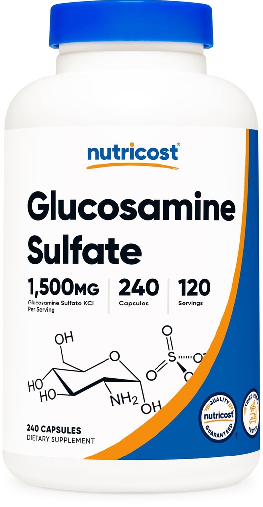 Nutricost Glucosamine Sulfate 1500mg, 240 Capsules - 750mg Por Capsule, Gluten Free, Non-GMO