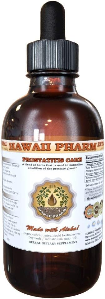 HawaiiPharm Prostate Support Suplemento dietético: Pygeum (Pygeum Africanum) Bark, Saw Palmetto (Serenoa Repens) Berry, Stinginginging Nettle (Urtica Dioica) Leaf Tintura (Alcohol-Based Liquid Extract) 2 oz