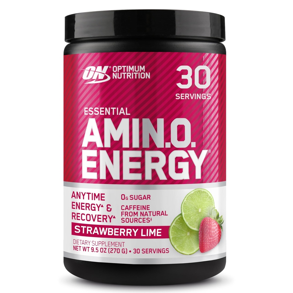 Optimum Nutrition Amino Energy - Pre Workout with Green Tea, BCAA, Amino Acids, Keto Friendly, Green Coffee Extract, Energy Powder - Strawberry Lime, 9.5 Ounce, 30 Servings (Packaging May Vary)