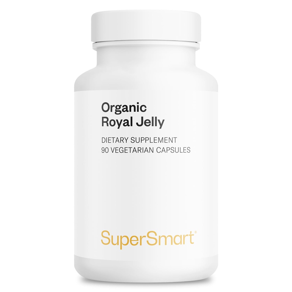 Supersmart - Organic Royal Jelly 300mg per Day (High Strength 4% 10-HDA) - Freeze-Dried Fresh Royal Jelly Supplement | Non-GMO & Gluten Free - 90 Vegetarian Capsules
