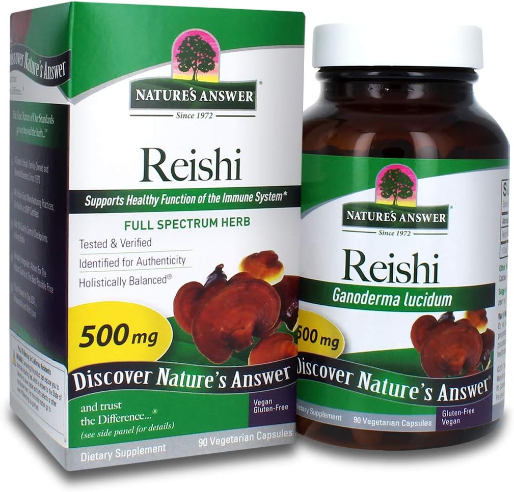 Respuesta de la naturaleza Reishi Mushroom Mycelia Vegetarian Capsules, 90-Count Silencio Immune Apoyo ← Promueve la Salud Cardiovascular