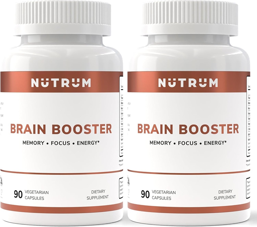 Brain Booster Supplement - Brain Power Nootropic Supplement - Brain Pills for Focus, Memory, Clarity, Energy & Better Concentration with Alpha-GPC, L-Theanine, Rhodiola, Ginseng, Guarana (Pack of 2)
