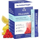 Electrolitos Blueshift - Electrolitos Naturales Packets de Polvo, Packs de Hidratación Orgánica, Mezcla de Bebida Electrolítica Pegatinas sin azúcar, Empaquetado de Servido Único - Sabor de limón, Pegatinas de Polvo (10 Pack)