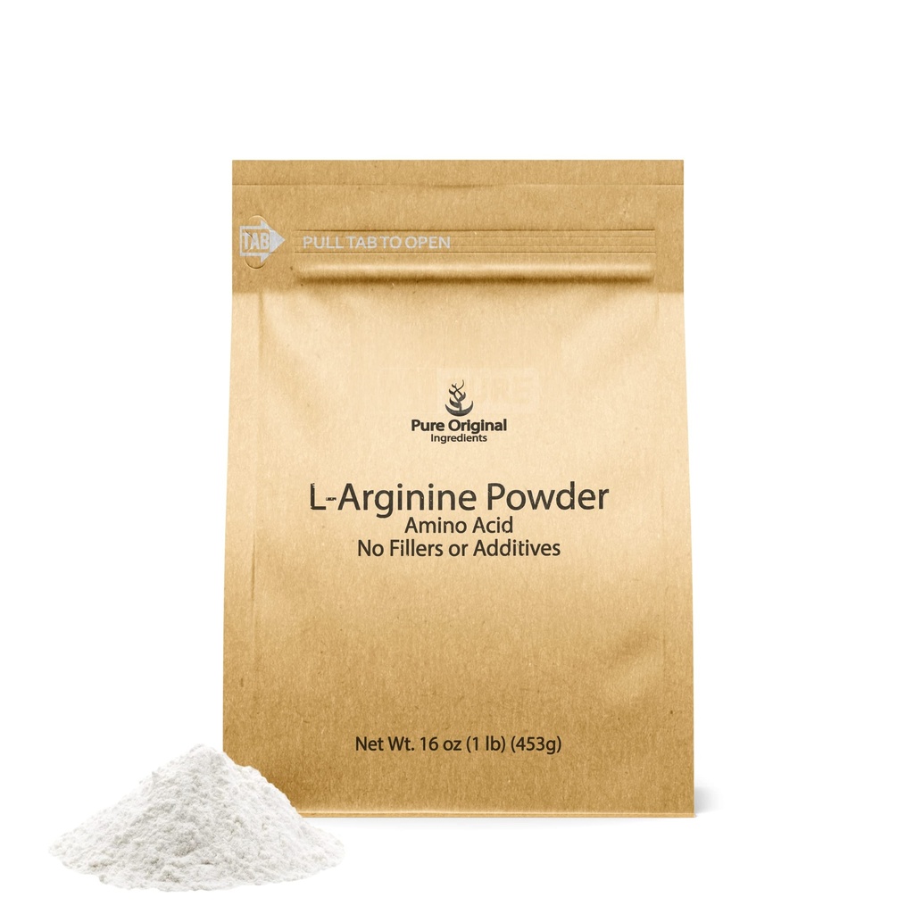 PURE ORIGINAL INGREDIENTES L-Arginina Powder (1 lb) Aminoácidos, No Filleres, Suplemento dietético