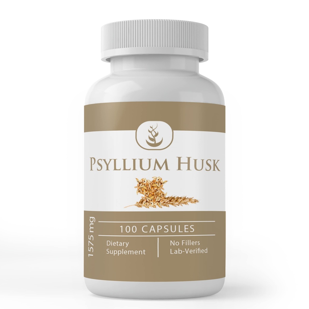 Ingredientes originales puros Psyllium Husk Capsules (100 capsules) Fiber Powder Suplemento, No Aditivos O Fillers, Lab Verified
