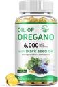 Óleo vivo de la naturaleza de orégano con aceite de semilla negra, 2 en 1 Suplemento de orégano para la salud inmune, retiene carvacrol concentrado alto " Thymoquinone, Non-GMO, 60 Softgels, 1 paquete