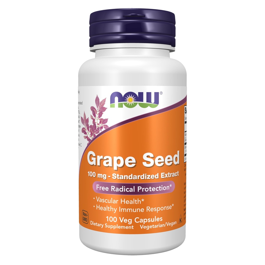 NOW Foods Grape Seed, 100 mg, 100 Veg Capsules