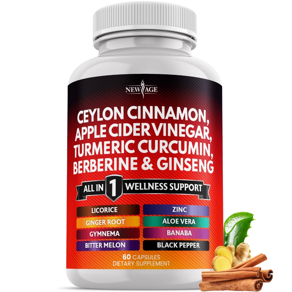 Ceylon Cinnamon, Turmeric, Apple Sider Vinegar, Ginseng, Aloe Vera, Berberine Plus Banaba, Ginger Root - 60 Conde
