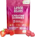 Cretina Monohydrate Gummies - 5g Creapure Creatine per Serving - Vegan - Boost Muscle Strength, Endurance, Recovery & Mental Focus - 90 Gummies, Gluten-Free (Strawberry)