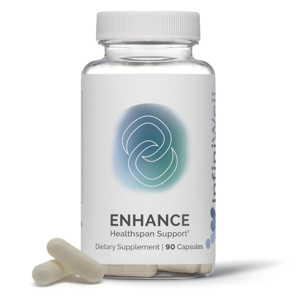 InfiniWell Enhance - Envejecimiento saludable, Suplemento de longevidad con Trimetilglycine (TMG)- Anime la renovación celular y la salud mitocondrial - Ayuda Promover el envejecimiento epigenético de la salud (90 cápsulas)