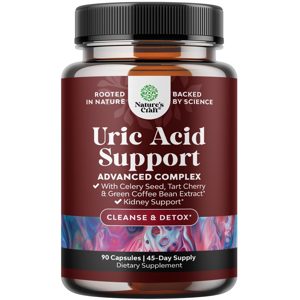 Green Coffee Bean Extract for Uric Acid Cleanse & Detox - Green Coffee Beans with Turmeric, Tart Cherry & Celery Seed for Adults - Daily Uric Acid Flush for Joints Support & Kidney Cleanser – 90 Ct