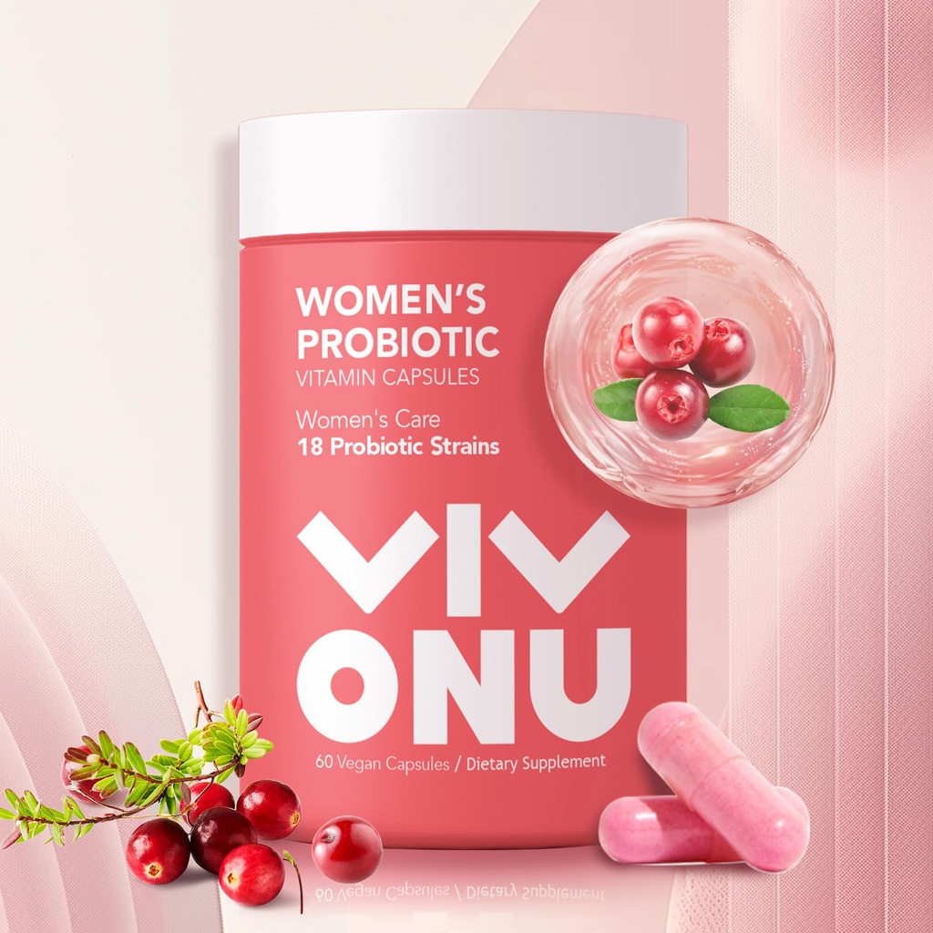 VivoNu Women's Probiotic,Prebiotics & Lactobacillus Probiotic Blend,60 Billion CFUs,18 Strains,Help Women's Health,Boost Immune,Digestive,Gut,Promote Healthy Vaginal Odor & Vaginal Flora