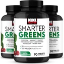 FORCE FACTOR Smarter Greens Tablets, 3-Pack, Greens Suplemento con 25+ Superfoods y Antioxidantes para mejorar la digestión, reducir el estrés, fortalecer la inmunidad y apoyar el metabolismo, 270 Tablets