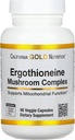 California Gold Nutrition Complejo Ergothioneine Mushroom con Maitake Orgánico, Oyster Orgánico, Mane Mushroom de León Orgánico Extractos y L-Ergothioneine, 90 Veggie Capsules