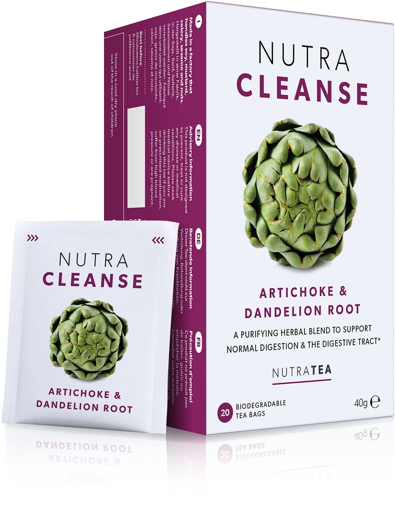 Nutra Tea NUTRACLEANSE - Detox Tea ← Colon Cleanse Tea Silencio Constipation Teabags - Full Body Detox Cleanse – Incluye Dandelion Root & Burdock Root - 20 Bolsas individualmente malgastadas - Herbal Teas (1 Pack)