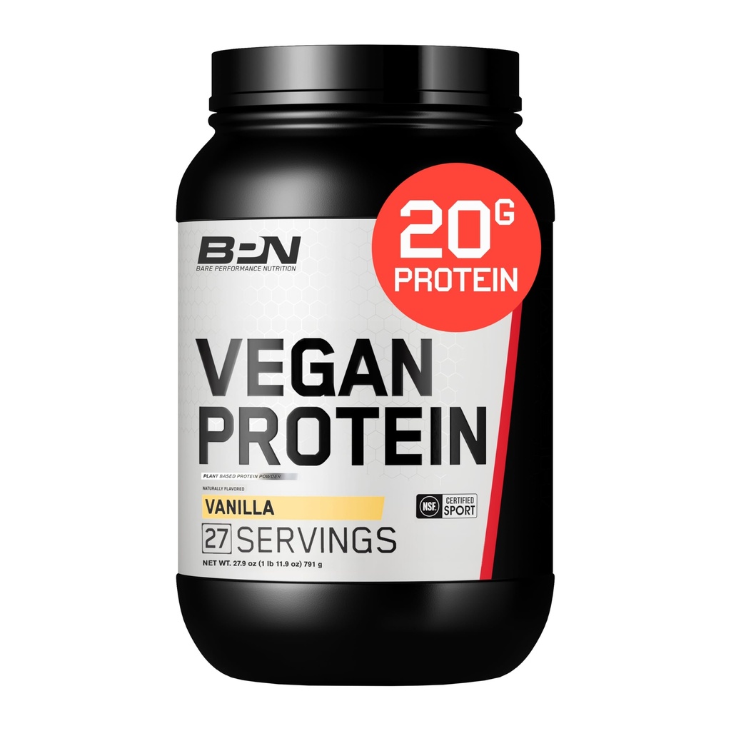 BARE PERFORMANCE NUTRITION Vegan Protein, Plant Based Protein, Pea Protein, Watermelon Protein and Pumpkin Protein, Naturally Sweetened and Flavored (Vanilla)