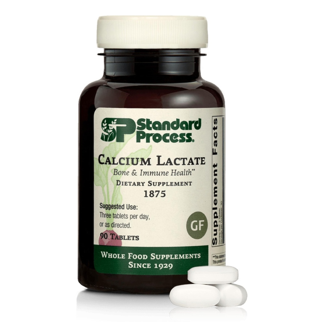 Standard Process Calcium Lactate - Bone Density & Immune Health Support - Aids Blood Clotting & Normal Cell Function - Vegan, Gluten-Free, Non-Dairy, Non-Soy & Non-Grain - 90 Tablets (30 Servings)