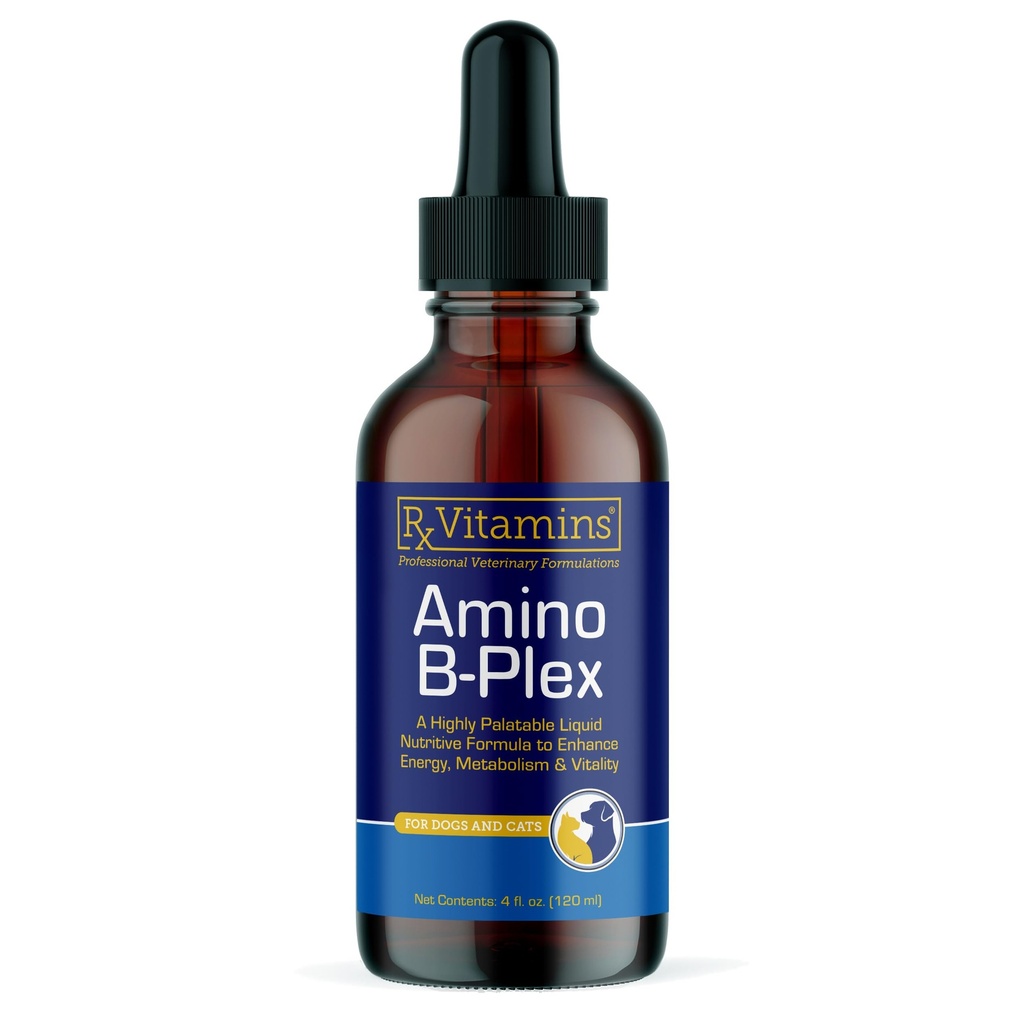 Rx Vitamins Amino B Plex Cat & Dog Supplement - Vitamin B Complex Liquid Plus Amino Acids for Dogs & Cats - Appetite Booster and Weight Gainer Cat & Dog Vitamins - 4 oz