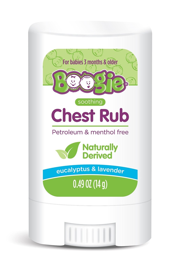 Boogie Chest Rub Stick for Soothing Relief, Petroleum-Free, USDA Organic, Naturally Derived, Soothing Eucalyptus y Lavender, 0.49 oz (Pack of 1)
