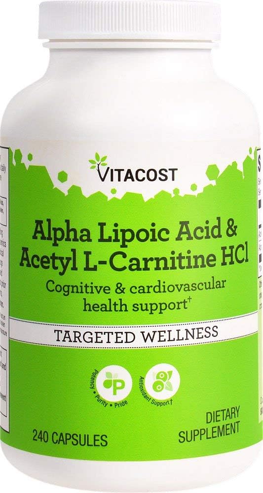 Vitacost Alpha Lipoic Acid &amp; Acetyl L-Carnitine HCl - 1.600 mg por por porción - 240 cápsulas por marca Vitacost
