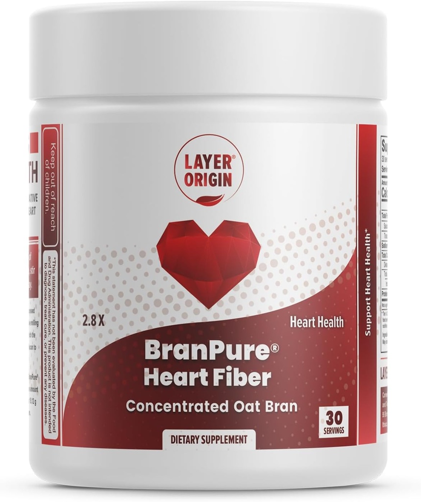 BranPure Heart Fiber, Super Concentrated Oat Bran - Reducir LDL-C y Productos Químicos Para siempre Como PFAS con Glucan de Avena Soluble, Polvo Desarmado