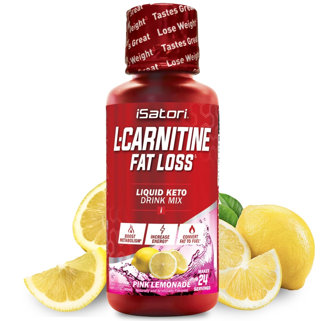 iSatori L-Carnitine 1500, Triple-Blend Liquid L Carnitine Suplemento, con Acetyl " Tartrate, Stimulant Free Energy, No Calories, Sugar o Gluten, Keto-Friendly, Pink Lemonade (24 Servings)