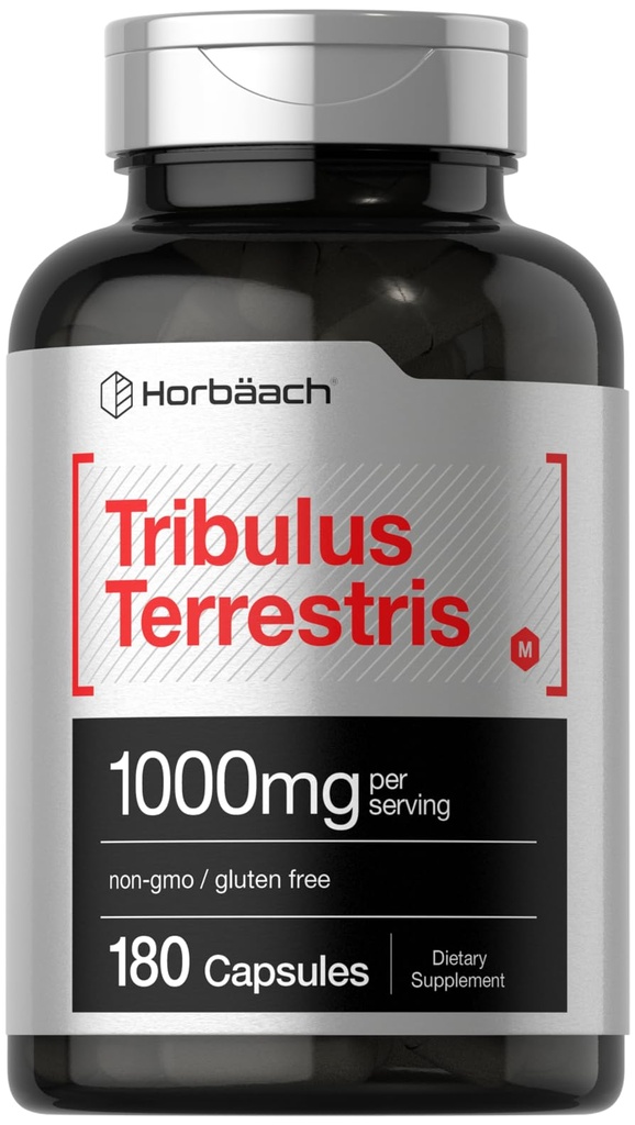Horbaach Tribulus Terrestris for Men | 1000mg | 180 Capsules | Extract Supplement | Non-GMO and Gluten Free
