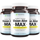 Holistic Health Labs Vision Alive Max con 8 Ingredientes Naturales Lutemax® 2020, Bilberries, Blueberries, c3g de Currant Negro, Maqui Berry, Saffron y Astaxanthin (30 Conde (Pack of 3))