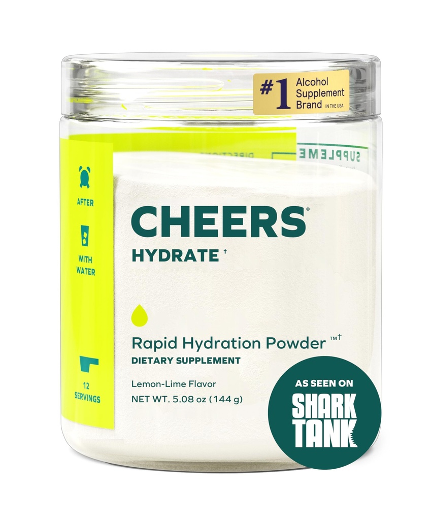 Cheers Hydrate ← Solución de Rehidratación Oral ← Electrolitos para la Hidratación Rápido Lime Flavor Lime Lime Silencioso 12 Serviciones Silencioso Suplemento Electrolyte con Sodium, Potasio, Glucose