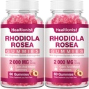 2 Packs Sugar-Free Rhodiola Rosea Gummies Adaptogenic Rhodiola Rosea Supplement & Cortisol Blocker for Performance, Stamina, Mood & Motivation - Non-GMO, 120 Vegan Chews