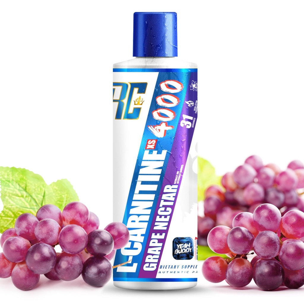 Ronnie Coleman Signature Series L Carnitine XS 4000 Liquid, Stimulant Free, Sugar Free, Zero Carbs, Lean Muscle Strength Support for Men &amp; Women, 16 Oz (16 oz, Grape Nectar (4000))