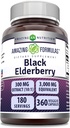 Amazing Formulas Sambucus Black Elderberry ← 300 Mg Extracto 10:1 (3000 Mg Equivalente) Silencio Veggie Capsules ← Non-GMO TEN Gluten-Free TEN Made in USA (1 Pack, 360 Conde)