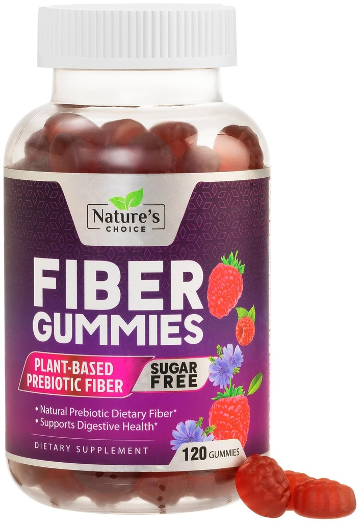 Gummies de fibra para adultos, azúcar gratis diario 4g Gummy Fiber Suplemento, Prebiotic Gummy Digestive Health Support - Plant Based Soluble Chews, Prebiotics Supports Regularity & Digestion - 120 Gummies