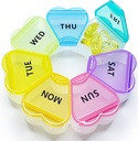 MOLN HYMY gran caja semanal de píldoras 7 días, Organizador de caja de píldoras 1 vez al día, Contenedor de píldoras florales una vez al día, dispensador de medicina bonita para vitamina / aceite de moscas / medicamentos / suplementos